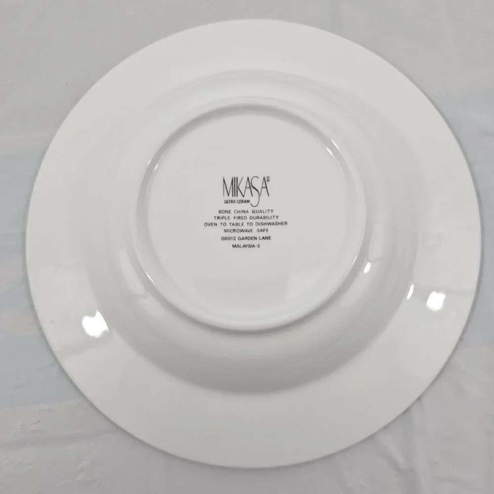 Mikasa Ultra Cream DX012 Garden Lane Vegetable Rim 9.25” Soup Salad Bowls - 4 PC